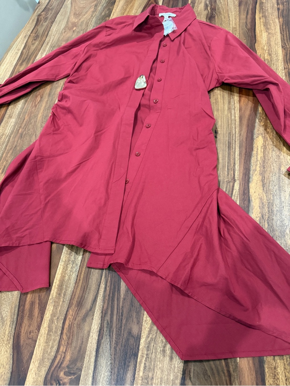 Pastels Men's Longline Button-Down Shirt - Burgundy